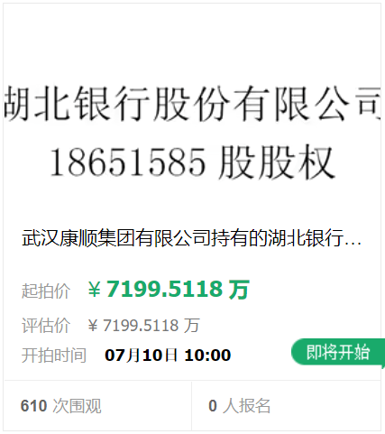 股权被拍，前董事长、行长被查！湖北银行的IPO今年有戏吗？
